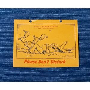 Vtg Hotel Casino El Rancho Las Vegas Nevada Please Don't Disturb Door Knob Sign